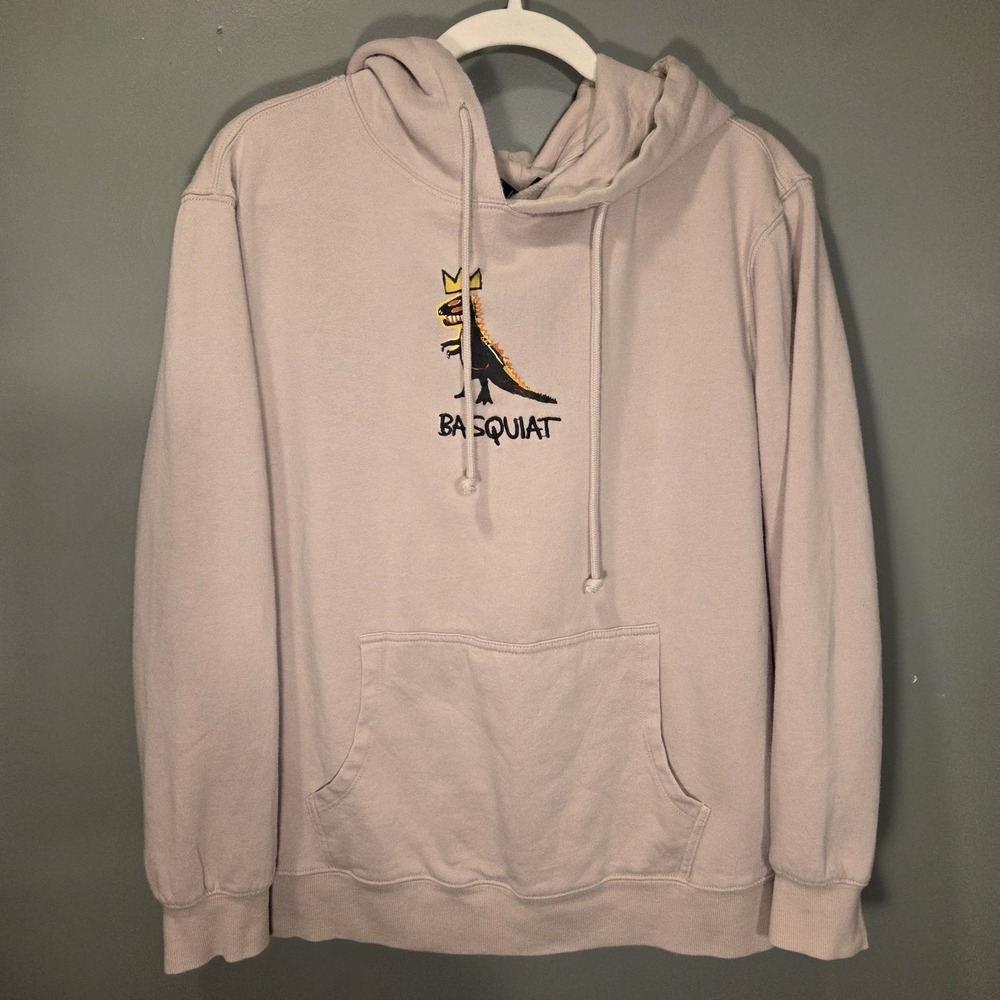Jean-Michael Basquiat Pez‎ Dispenser Dinosaur Hoodie, Men's Size XL, Tan & Multi